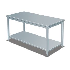 Work table with lower shelf without raised back
