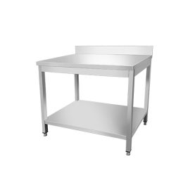 Work table with lower shelf with raised back